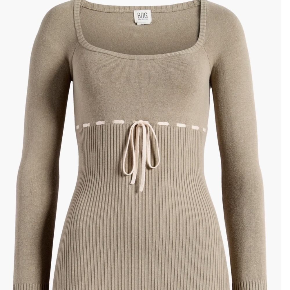 BDG Urban Outfitters  Edison Long Sleeve Sweater Minidress New Size Small Khaki